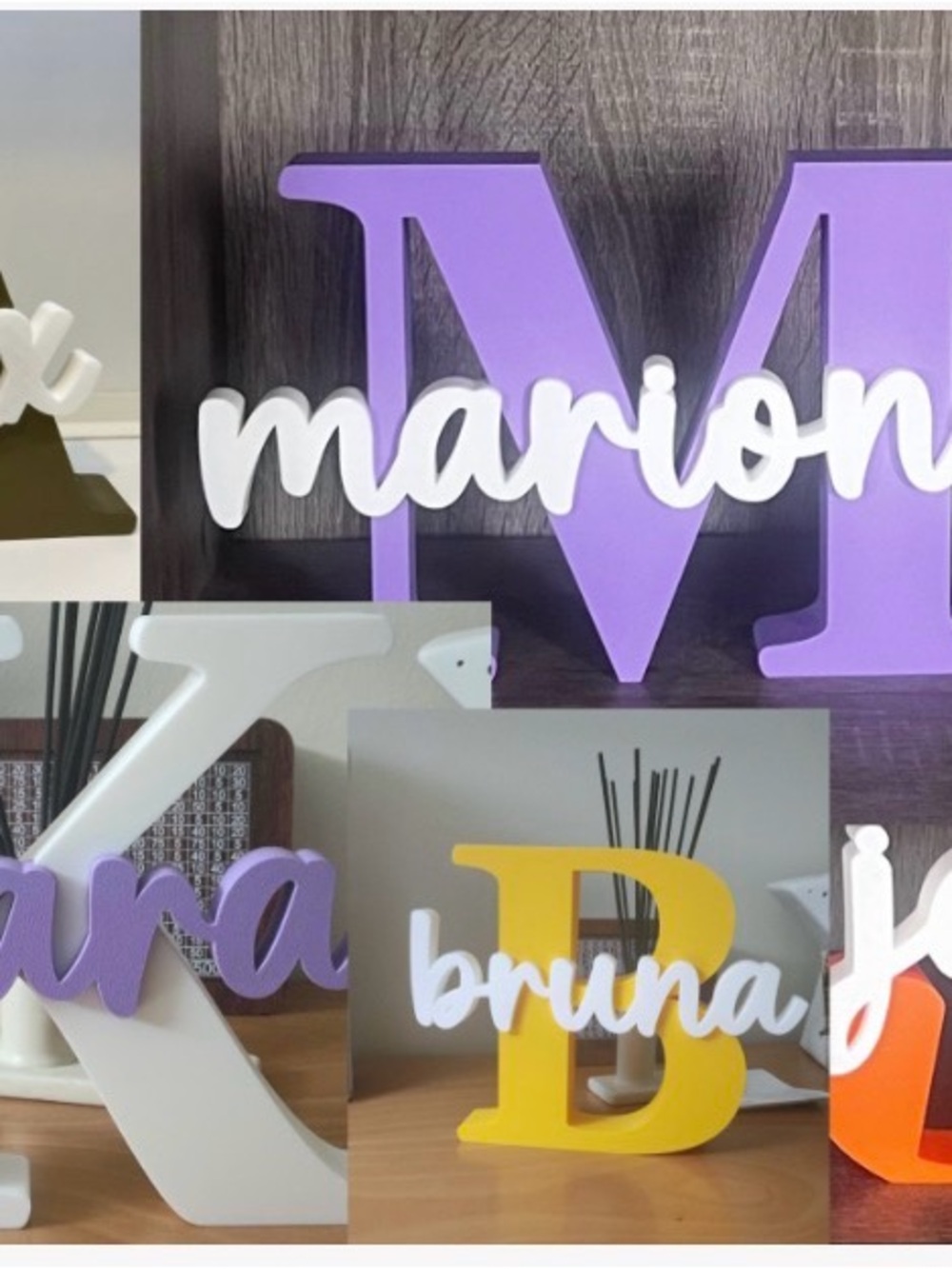 BAMBOO Purple and White Decorative Name Letter Art Print